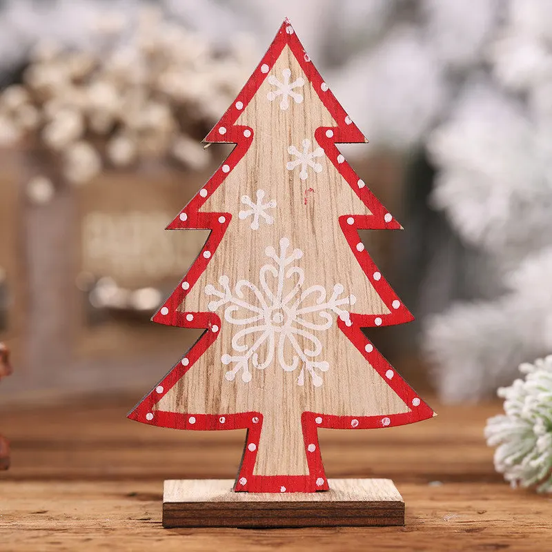 2020 New Small Wooden Printing Christmas Tree Ornament Decorations Xmas Crafts Year's Decor Navidad For Home | Дом и сад