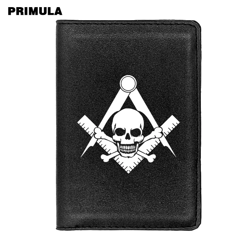 

Обложка для паспорта Masonic в виде черепа для мужчин и женщин, классический Дорожный Кожаный чехол для удостоверения личности и кредитных кар...