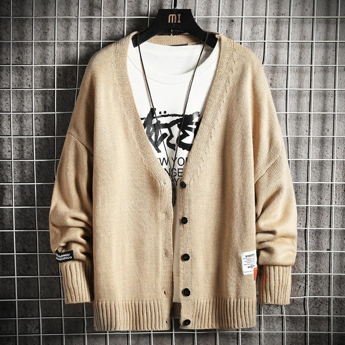 

Korean Style Man Sweaters Casual Loose Cardigan Winter Knitted Fashion Oversized Man Sweaters Pull Hiver Men's Clothing DB60MY