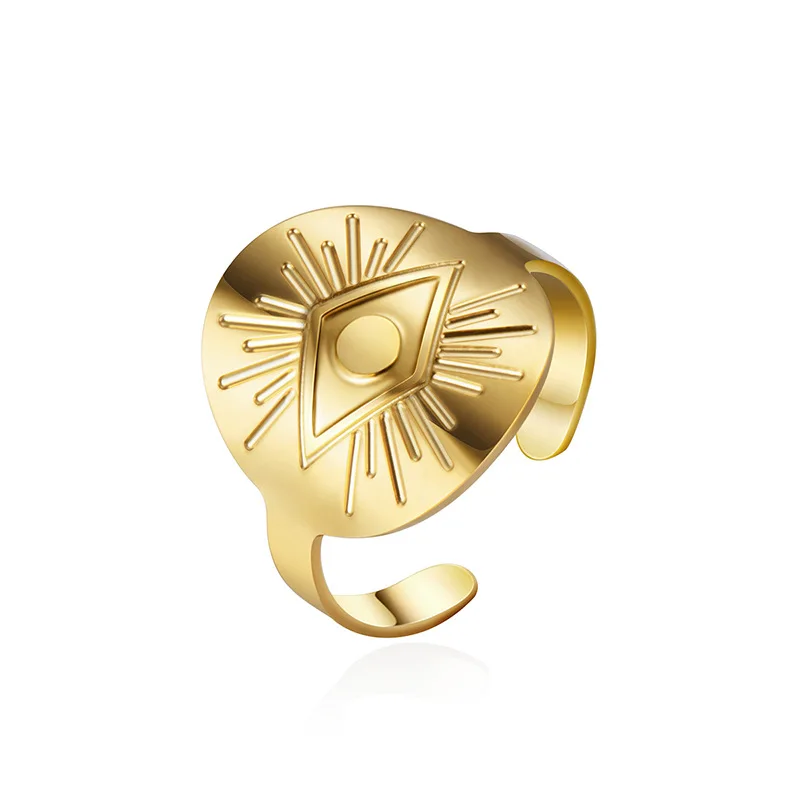 

Eye Ring Opening Adjustable Titanium Steel Electroplate Ring Hit Hop Punk Ethnic Style Fashion Jewelry Gift For Men Women