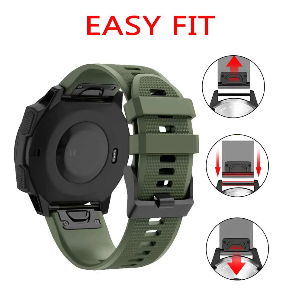 Ремешок силиконовый для смарт-часов Garmin Fenix 7 7X 7S 5X 5 5S 6S 6X 6 Pro 3 3HR Forerunner 935 945 26 22 20 |