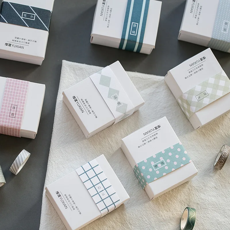 6 рулонов Washi клейкая лента Стикеры клей геометрический узор дневник в стиле