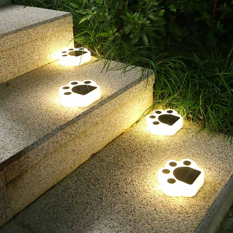 

4Pcs/Set Solar Powered Bear Paw LED Light Outdoor Waterproof Garden Underground Lamp Decoration for Party Lawn Courtyard W3JC