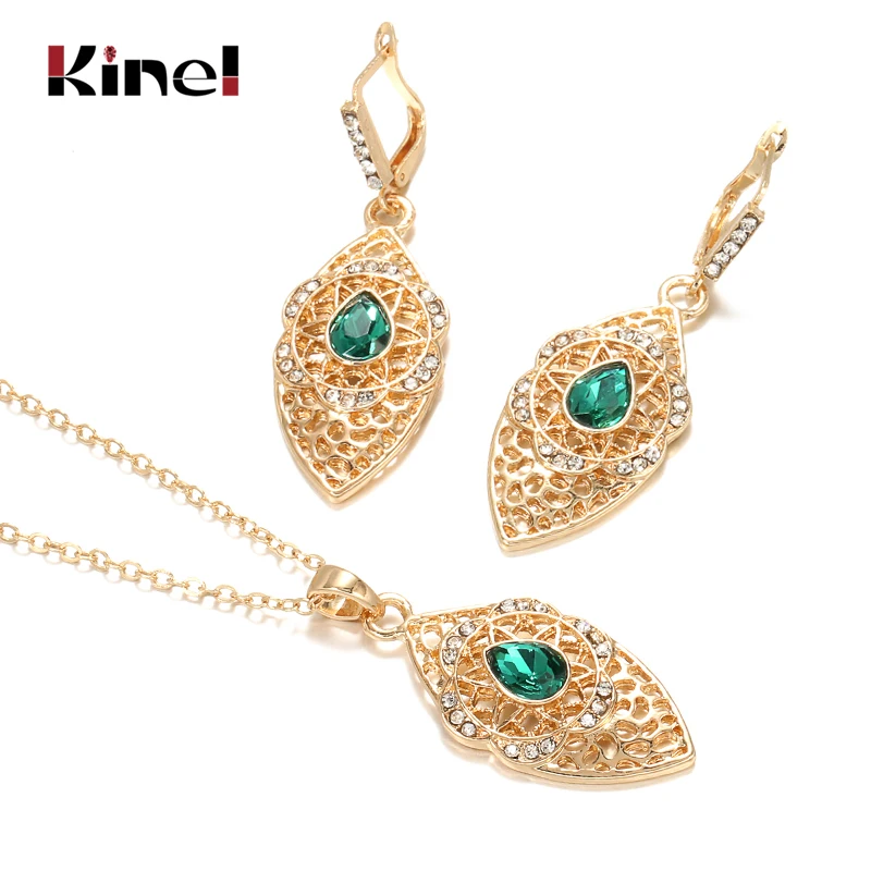Роскошный свадебный комплект украшений Kinel из Марокко арабское золото полый