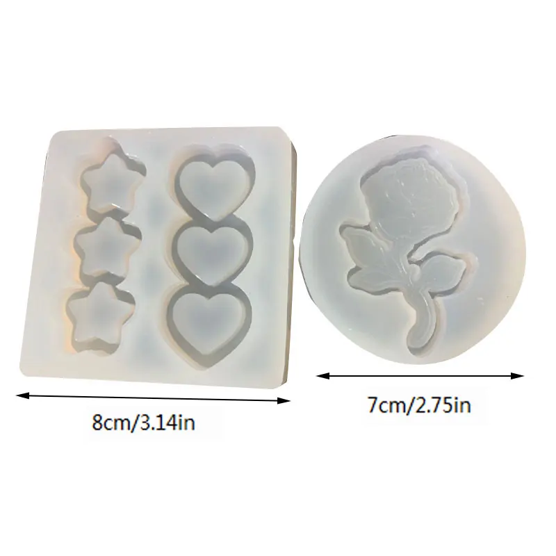 

Rose Flower Shaker Silicone Mold DIY Resin Heart Star Shakers Charms Epoxy Resin Jewelry Accessories Pendant Molds Handmade