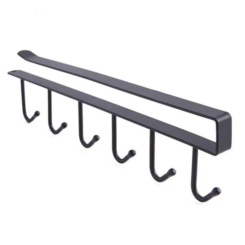 Черный/белый 6 крючков держатель для чашки кухонный органайзер шкаф под полкой