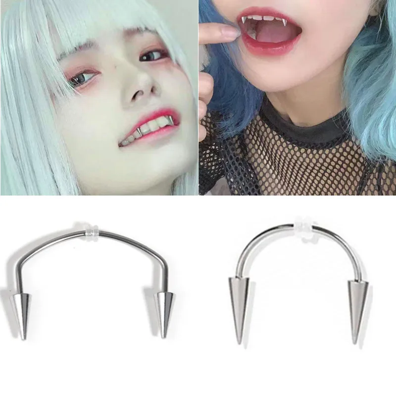 

1Pcs Titanium Steel C Shape Dracula Ring Smiley Piercing Jewelry Septum Piercing Body Decorations Vampire Fangs Zombie Teeth