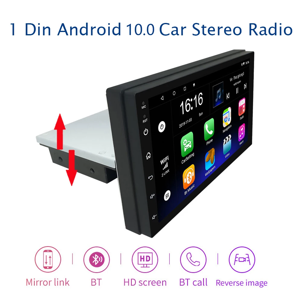 

Универсальный 1 Din 7 дюймов Регулируемый автомобильный MP5 плеер Android 10,0 свяжитесь с Экран с GPS навигации DVR Поддержка WI-FI BT автомобильный радиоприемник