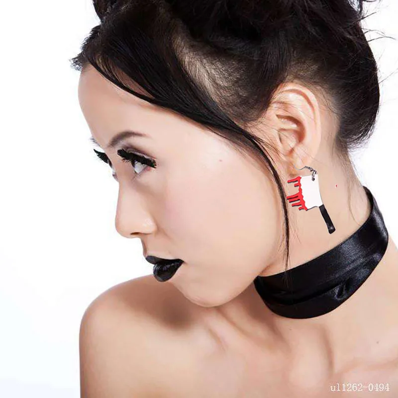 Donarsei забавные Хэллоуин кровавый кухонный нож акриловые серьги для женщин