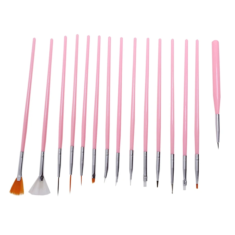 

Set of 15 brushes for nail , pink