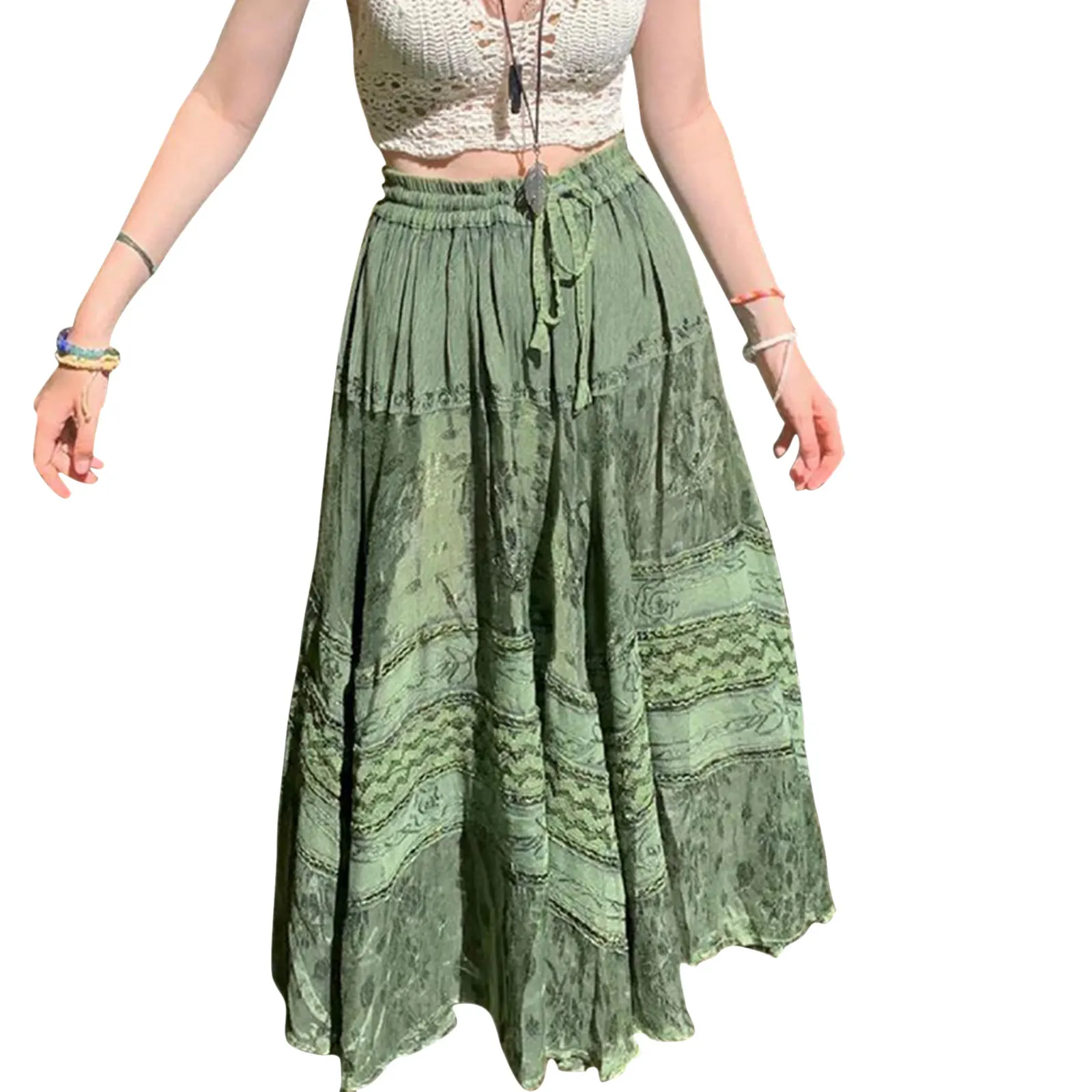 Женская юбка с высокой талией трапециевидная в стиле Харадзюку принтом | одежда