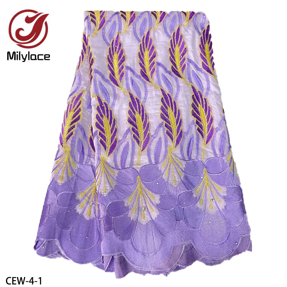 

High Quality African Lace Embroidery with Rhinestones french Tulle net Lace Fabric for Wedding Dress CEW-4