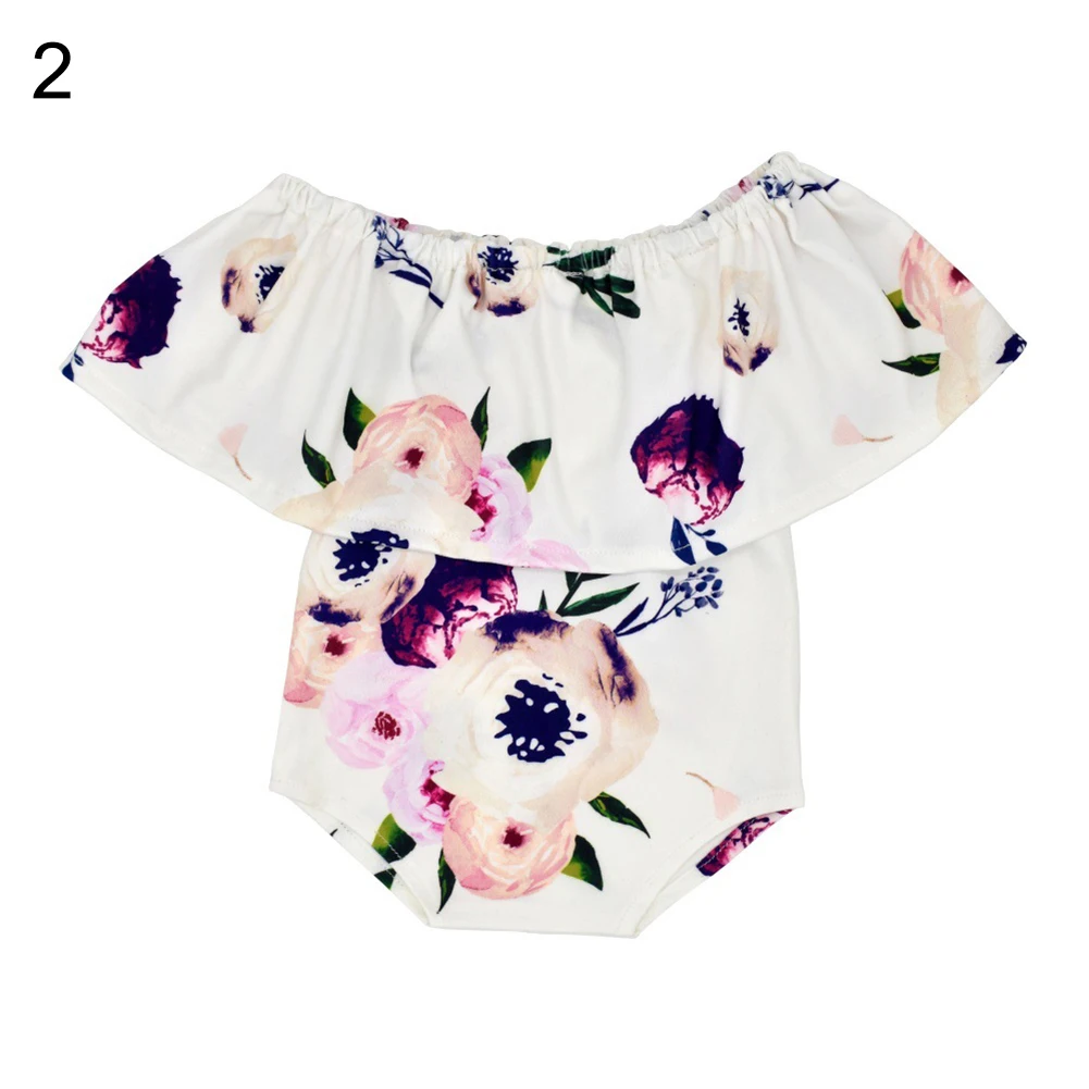 

Newborn Baby Romper Off Shoulder Floral Stretchy Romper Bodysuit Photography Props New Stretchy Newborn Baby Romper