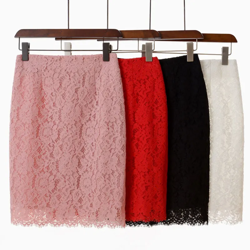 Кружевная миди юбка женская элегантная летняя с высокой талией Корейская