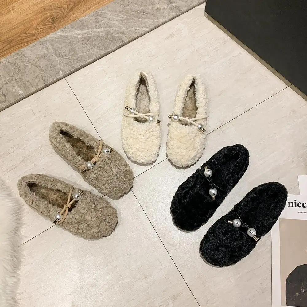 

Winter Shoes Women Round Toe Loafers Fur Casual Female Sneakers Slip-on Shallow Mouth Modis New Boat Slip On Moccasin 2020