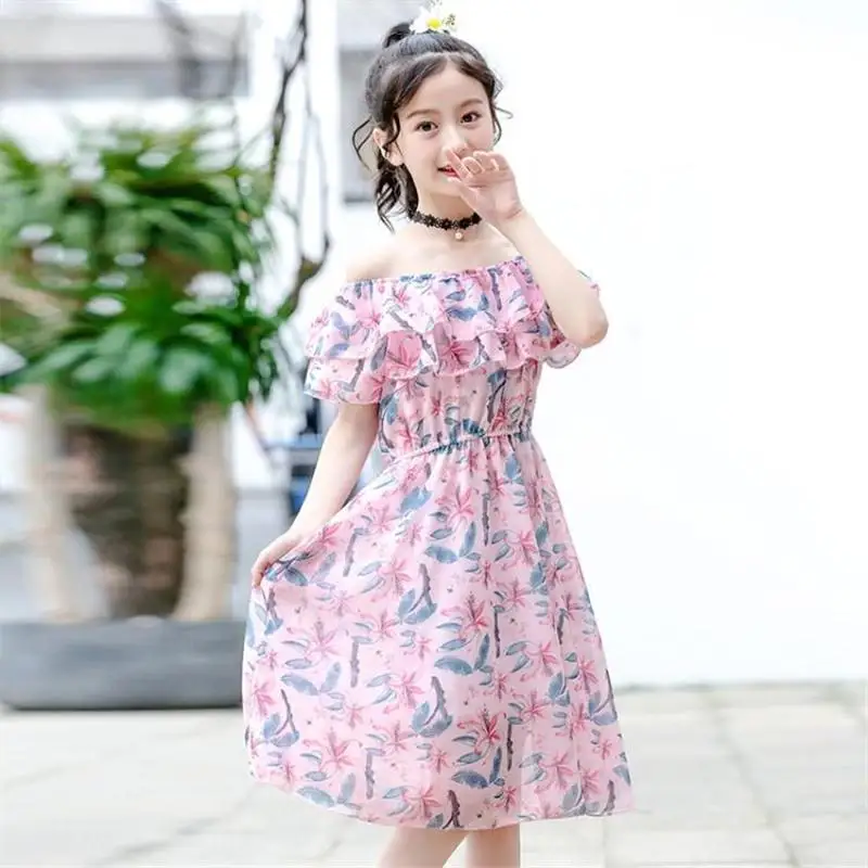 

Teenage Girl Dresses Summer 2020 Children's Clothing Kids Flower Dress Chiffon Princess Dresses Ruffle Short Sleeve Vestido K329