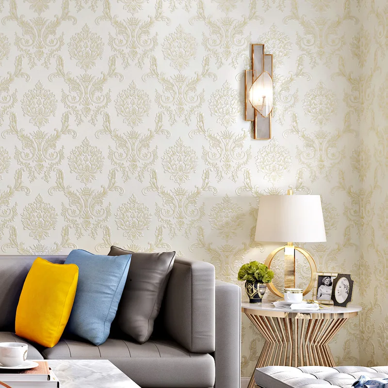 Винтажная Европейская Дамасская Цветочная настенная бумага в рулоне роскошная