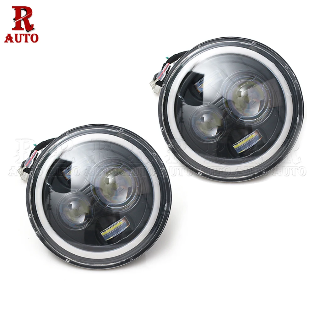 

R-AUTO Running Lights 70W LED 7inch Angel Eyes Headlight Fog Lamp For Lada Niva 4X4 UazHunter Hummer For Jeep Wrangler 1997-2015