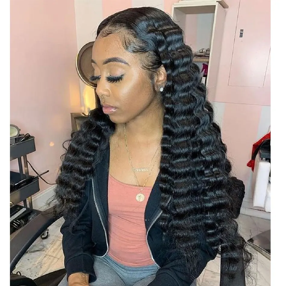 

30 Brazilian Hair Wig Transparent Lace Front Human Hair Wigs 4x4 Closure Wigs Women Deep Wave Pre Plucked 13x6 Lace Frontal Wigs