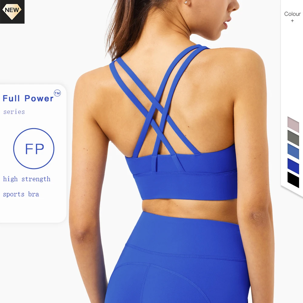 

2021 New High-intensity Training Shockproof Strap Fitness Underwear Lulu Cross Shoulder Strap Yoga Bra Sports Bra Women Tank Top