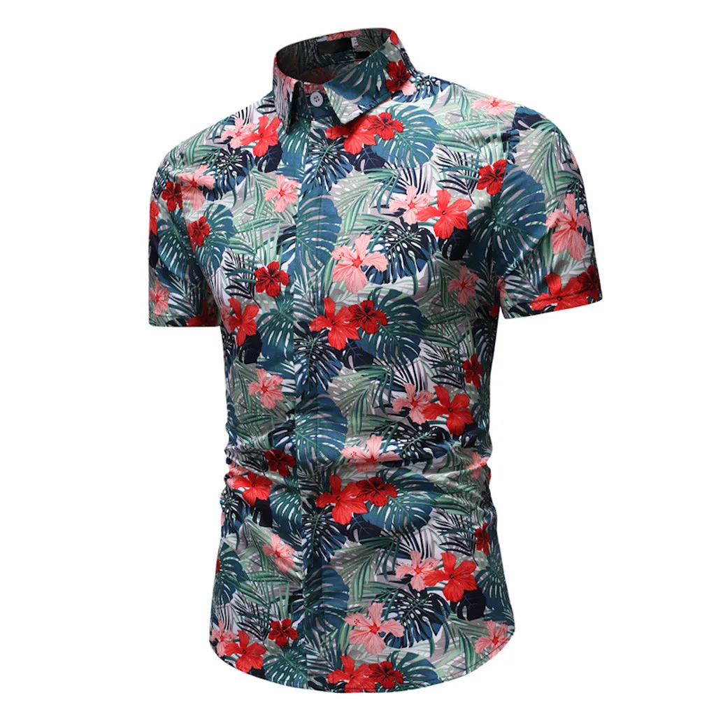 Рубашка camisa masculina мужские рубашки chemise homme уличная рубашка для мужчин Гавайский принт Пляжная с коротким рукавом рубашка мужская Z4