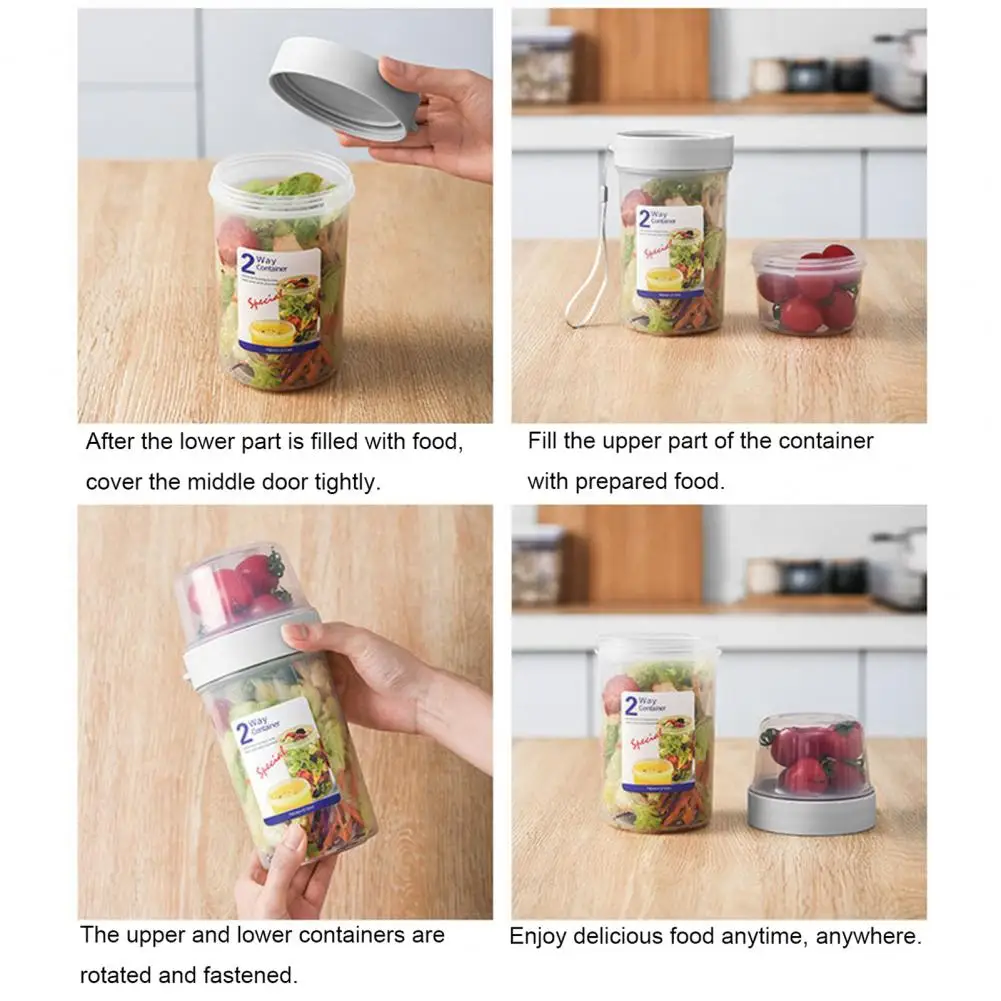 

Sealed Food Storage Box Double-Layer Transparent Fruit Cup Milk Leak-Proof Can