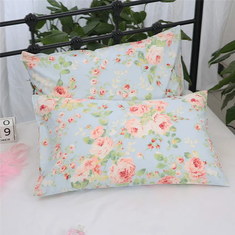 100% хлопок печать наволочка с цветочными узорами без молнии конверт подушка sham 2