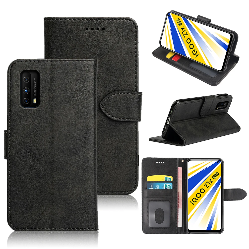 

ROEMI For Vivo iQOO Z1x Simple Soft Lightweight and Shockproof Protective Cover PU Leather Flip Wallet Photo Holder Cover