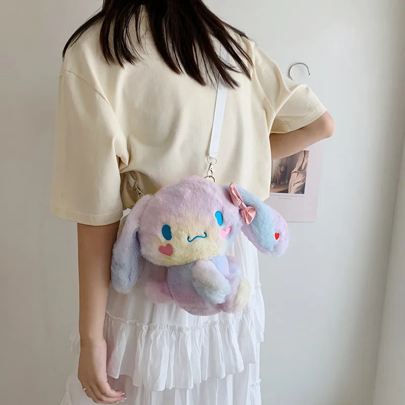 

Kawaii Puding Plush Doll Cute Cartoon Anime Big Ear Dog Soft Stuffed Doll Fashion Crossbody Bag Plush Toy Birthday Gift for Girl