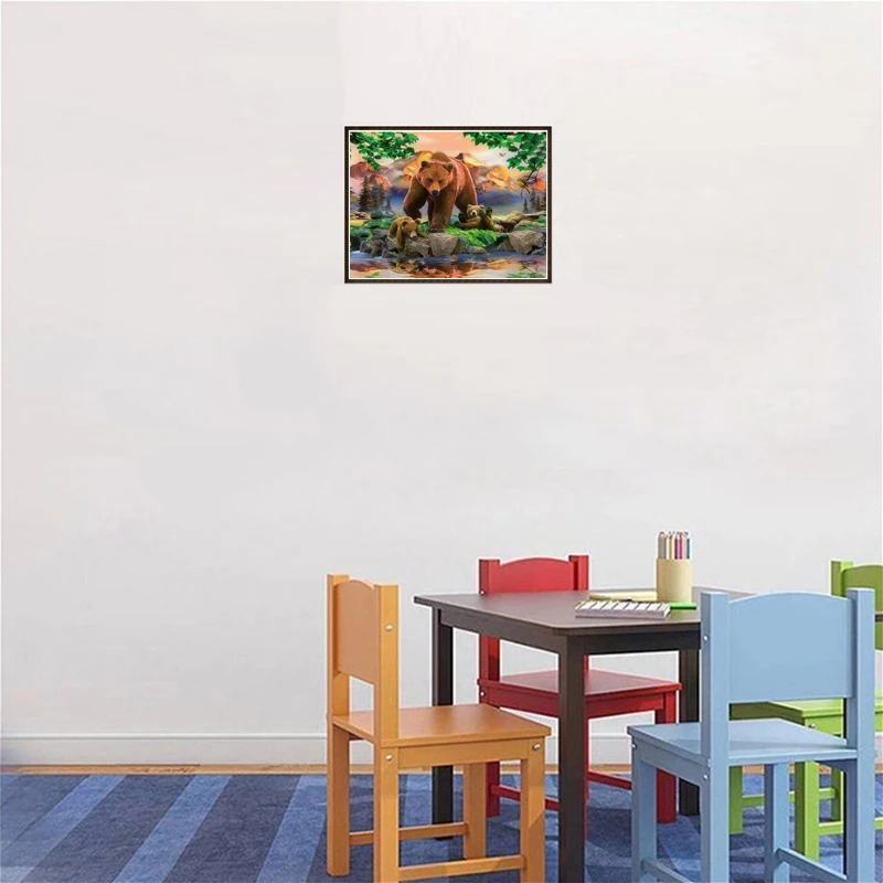 DIY 5D алмазная живопись Алмазная вышивка с медведем животные полная круглая Дрель