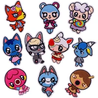 10 style animal crossing embroidery iron on patches stripes thermo stickers on clothes application fusible clothing patch