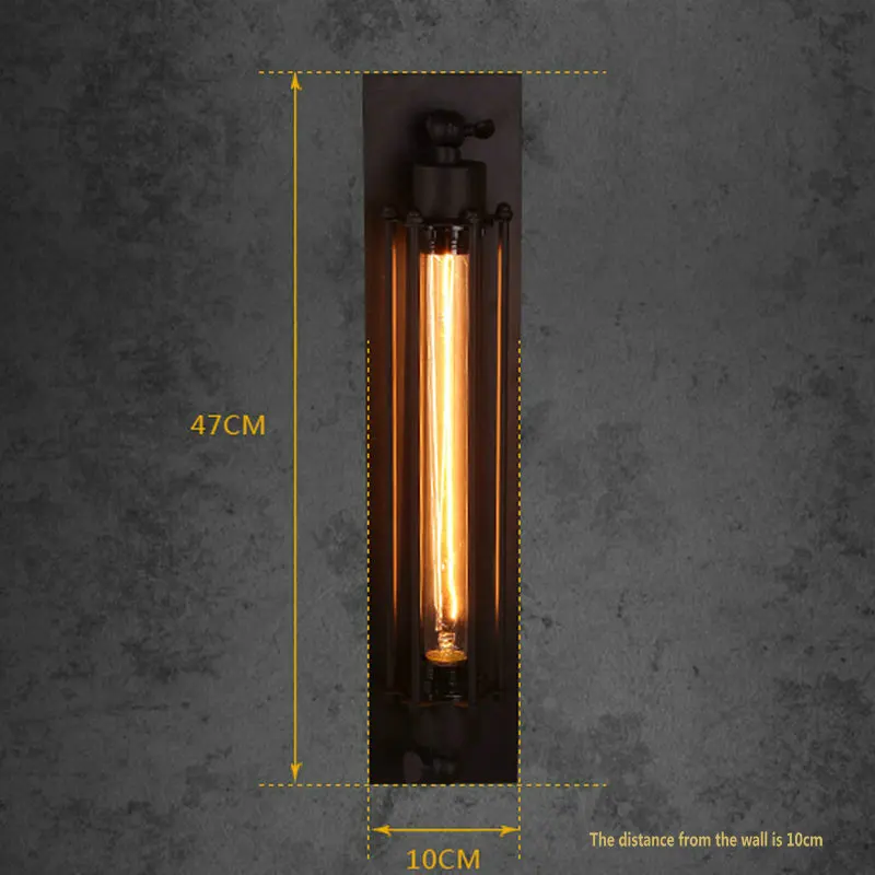 Retro Industrial Style Eddie Grow Flute Light Black Wrought Iron American Country Loft Restaurant Bedroom Aisle Art Wall Lamp | Лампы и
