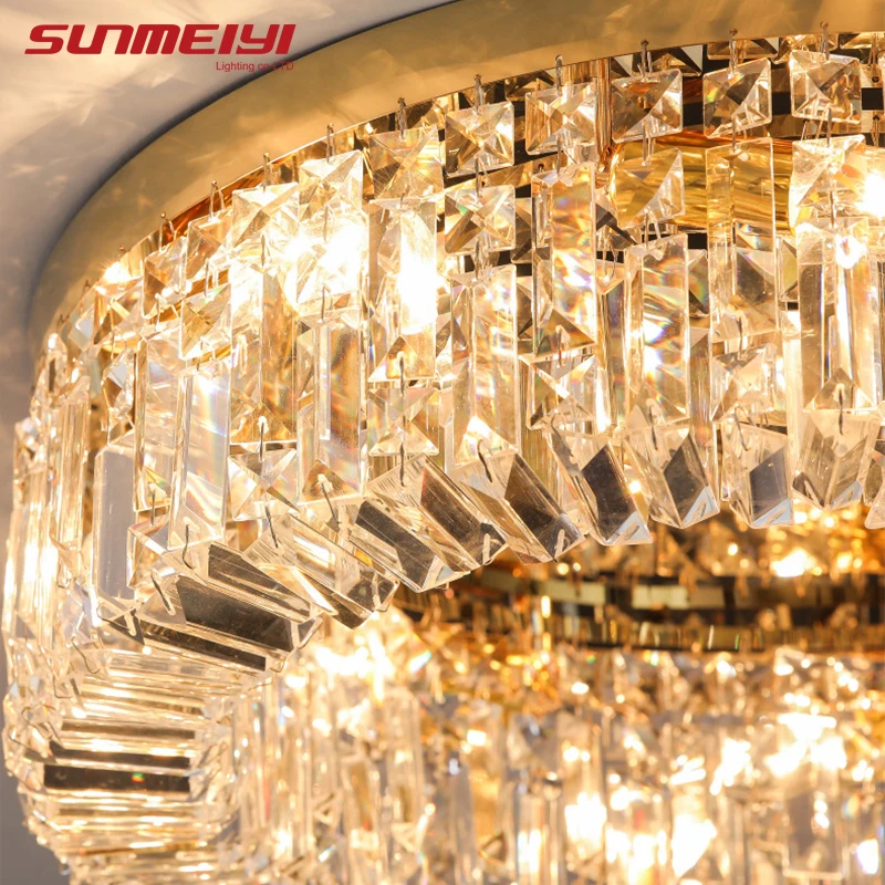 $156.04 Nordic Led Ceiling Lights Crystal Living room Lamp Gold Round Ceiling Indoor Hanging Lamp For Kitchen Bedroom lustre moderno