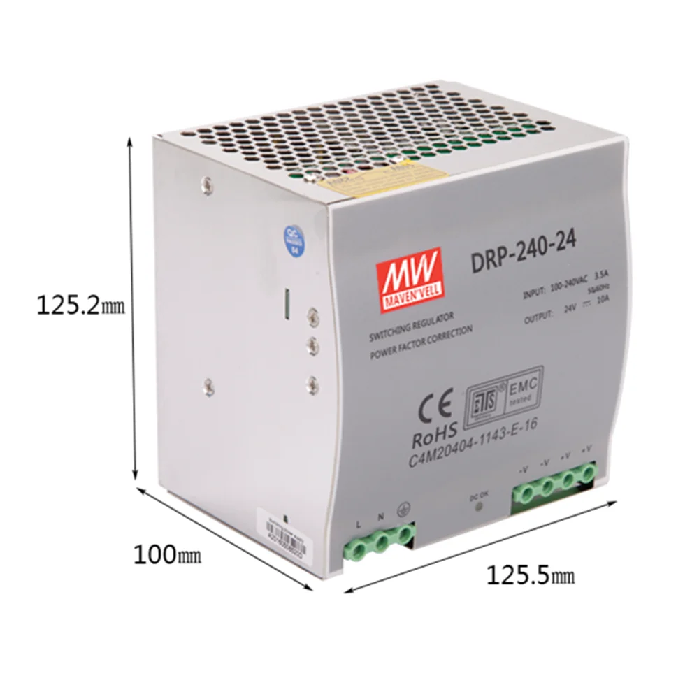 

1pcs Single Output DR-240 240W Din Rail Switching Type Industrial Power Supply 12V 15V 24V 36V 48V