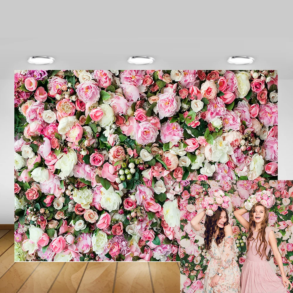 

Flowers Wall Photography Backdrop Floral Rose Wedding Bridal Shower Party Banner Background Decoration Photocall Supplies Props
