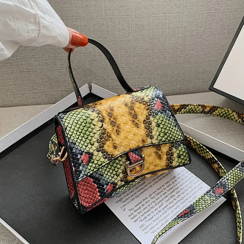 

New Mini Branded Serpentine Leather Square Shoulder Messenger Bags for Women Small Handbags Purse Luxury Designer Corss Body