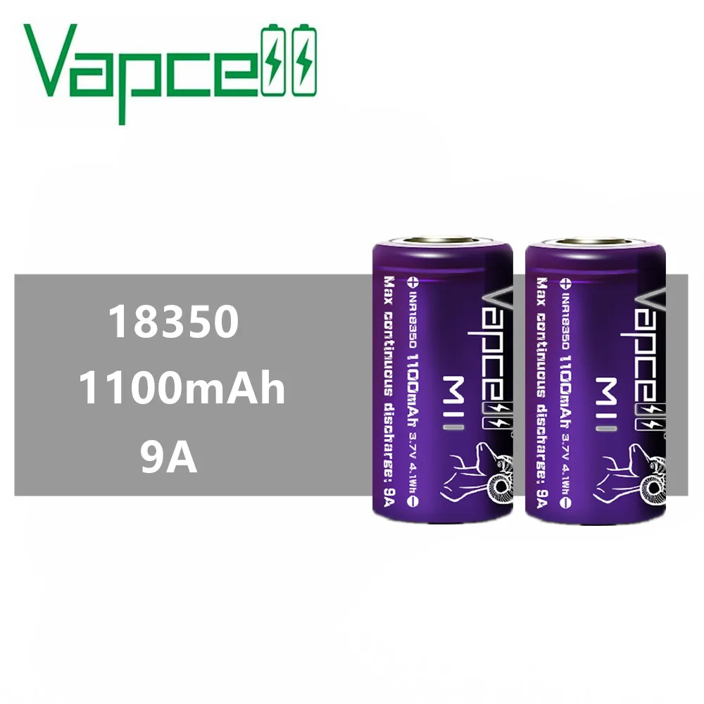 12 шт. VAPCELL INR18350 18350 батарея 1100 мАч Мини литиевая аккумуляторная 9A для фонарика 3 7 V VS