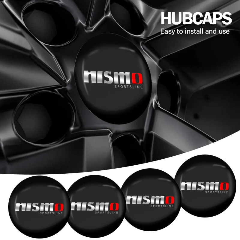 

4pcs 56mm Car Wheel Center Hub Caps Rims Sign Sticker Automotive Goods For Nismo Logo Emblem R34 GTR Car Accessories Tools