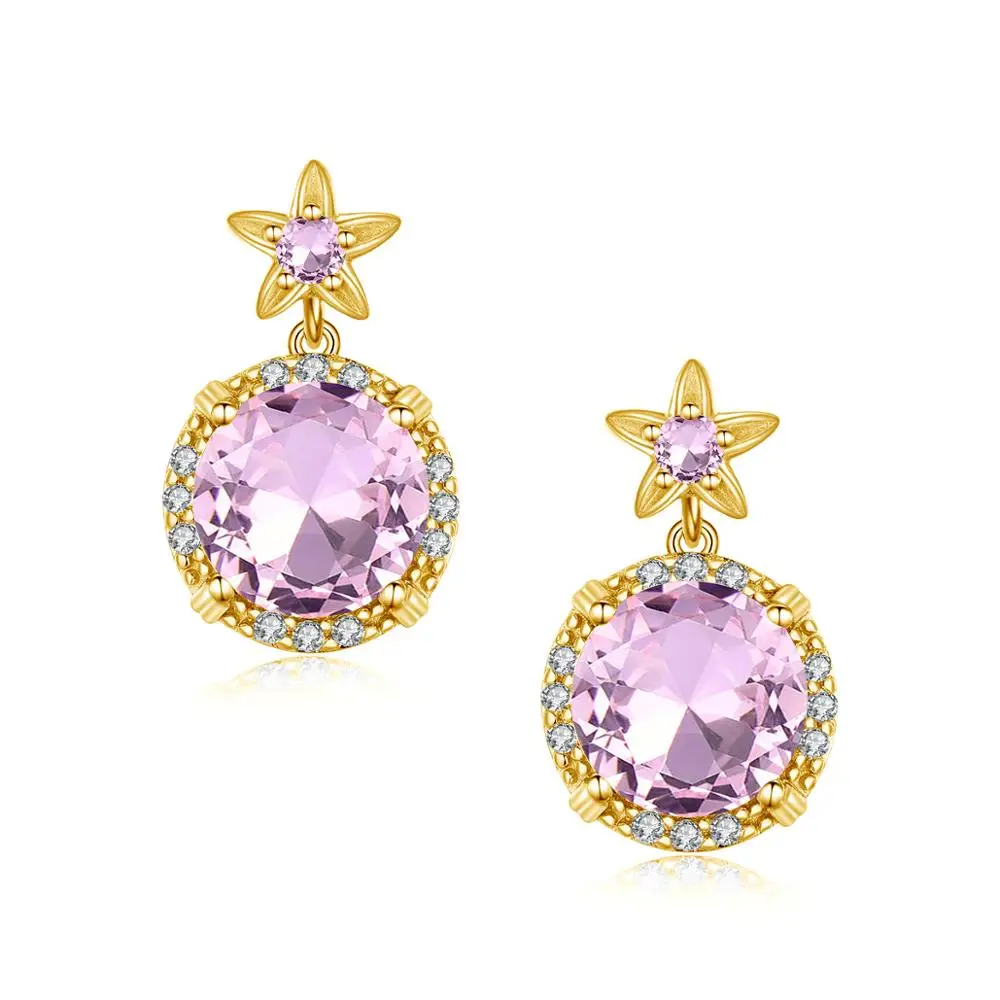 Женские серьги гвоздики под золото 14 к романтичные милые серебряные с розовыми