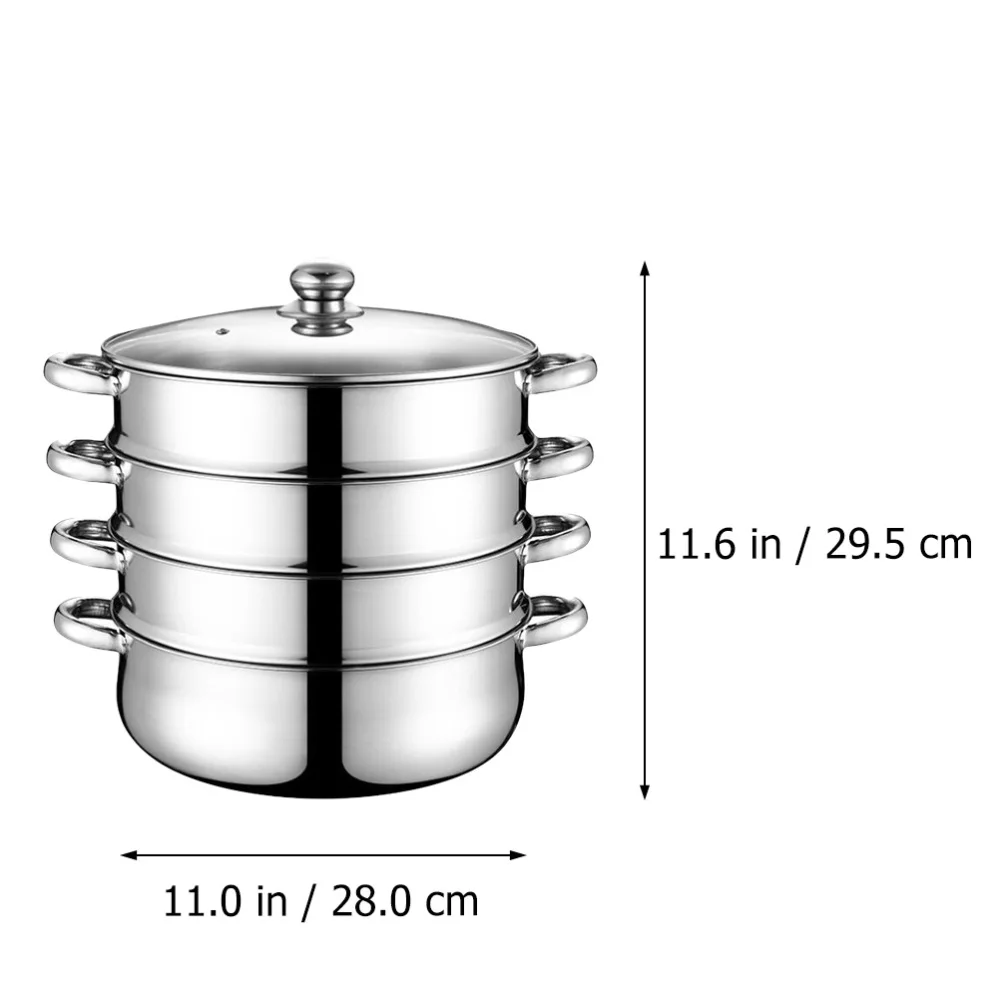 

1pc Stainless Steel Stockpot Multifunction Pot (Four-Layer, Super Thick-28cm)