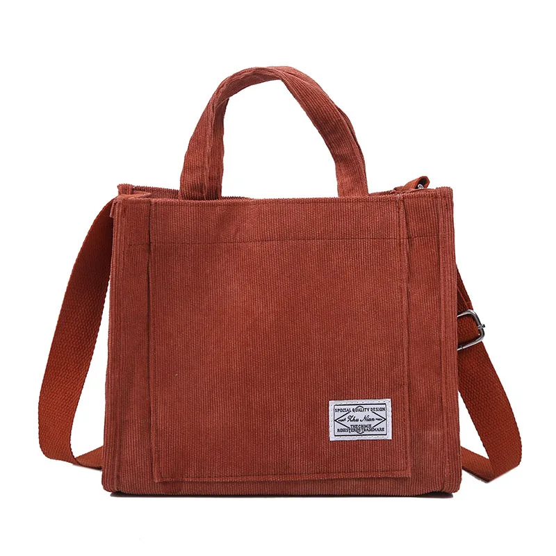 

Women's Tote Bag Corduroy Shoulder Bag 2021 New Small Square Female Vintage Eco Crossbody Vintage Messenger Shopper Bags