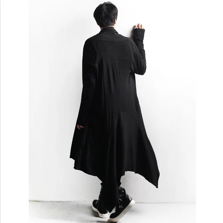 Нестандартный демисезонный длинный Тренч Мужская Панк готическая одежда