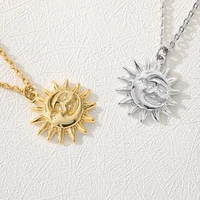 sun and moon necklaces stainless steel chain vintage sun necklace for women chain men christmas gifts mother gifts