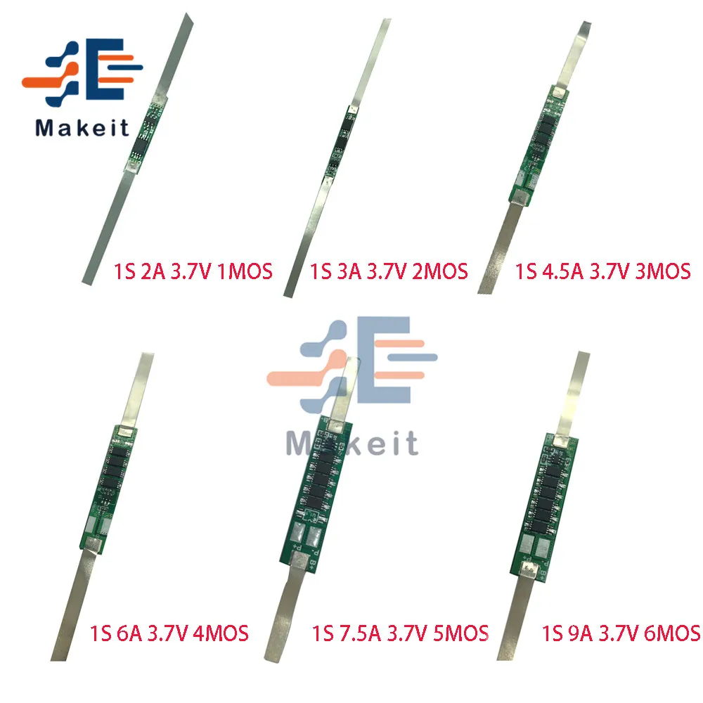 1S 3,7 V 2A 1MOS 3A 2MOS 4.5A 3MOS 6A 4MOS 7.5A 5MOS 9A 6MOS 18650 литий-ионный аккумулятор с никелевой полосой 1-6MOS