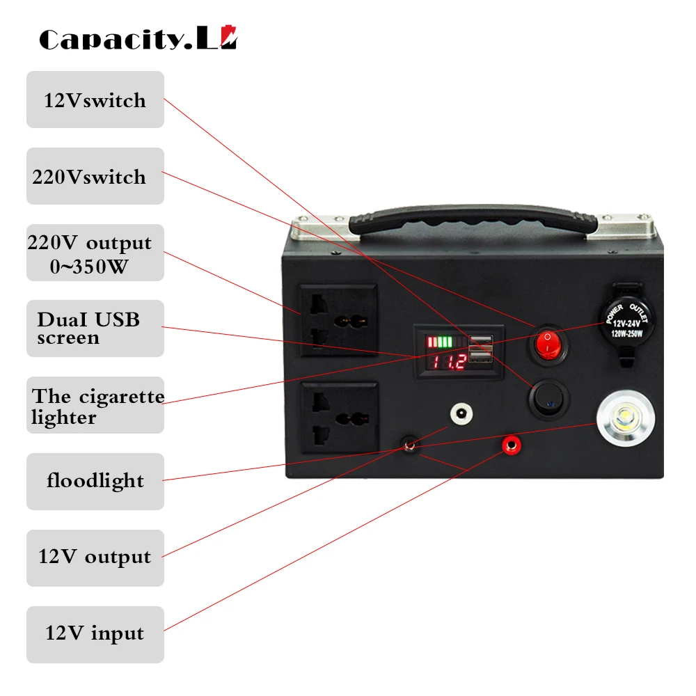 12V литиевая батарея с 350W AC220V инвертор 20AH 30AH батарейный блок 18650 для инструменты