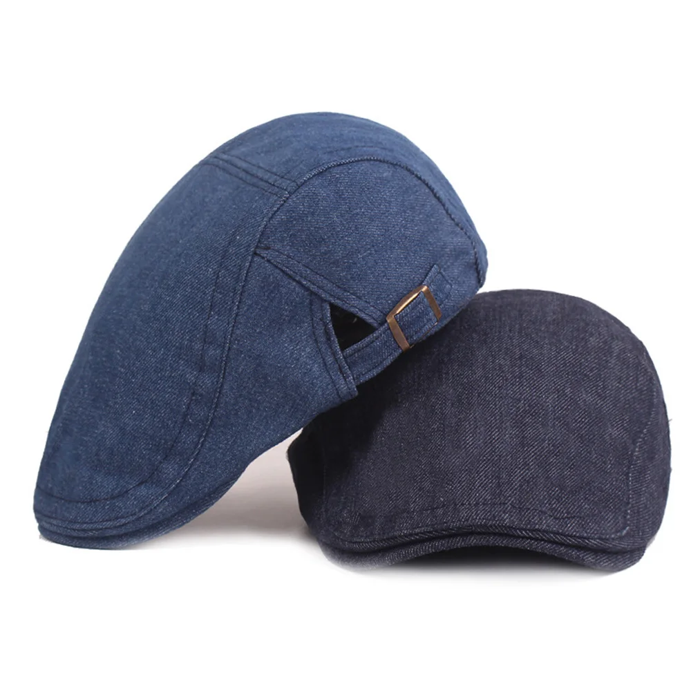 Мужская и женская Простая Регулируемая Кепка-берет Классическая джинсовая кепка