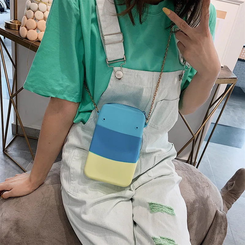 Радужная сумка в западном стиле летняя ins милая конфетная цветная цепочка