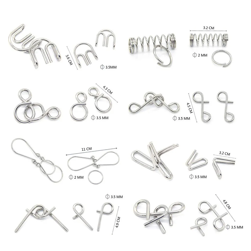 8 шт. металлическая головоломка Монтессори проволока IQ Mind Brain Teaser Пазлы