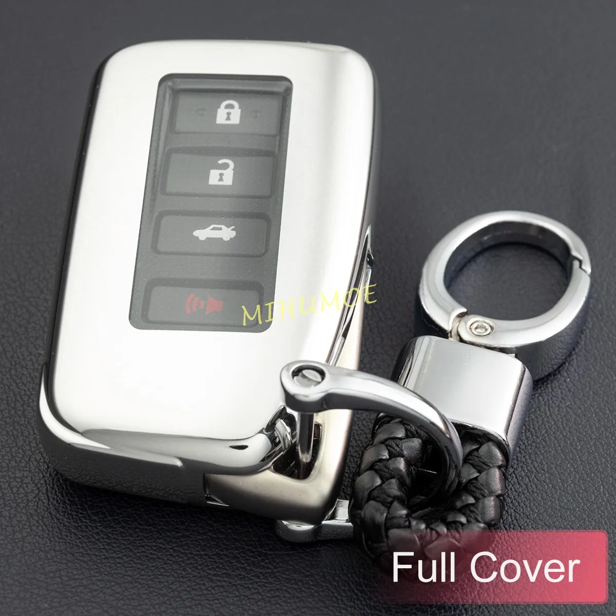 

Car Key Fob Cover Case Chain Ring For Lexus ES NX RX GS LX RC Accessories Silver