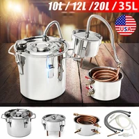 10122035l home diy distiller moonshine alcohol stainless copper boiler alcohol whisky water wine essential oil brewing kit